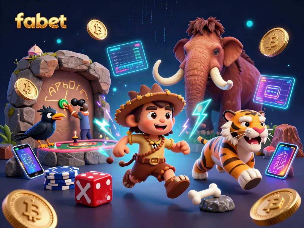 Engage with fabet's thrilling casino adventure featuring vibrant characters and cryptocurrency elements.