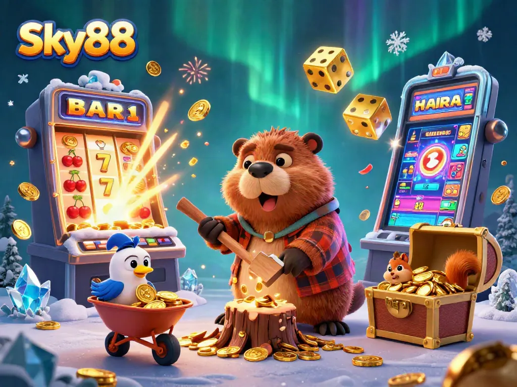 Experience thrilling wins at Sky88 with exciting slots, golden coins, and fun characters.