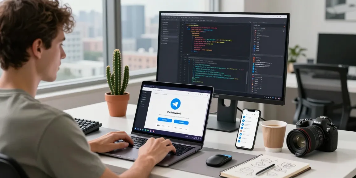 Experience seamless communication with Telegram Download on multiple devices in a modern workspace.