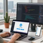 Experience seamless communication with Telegram Download on multiple devices in a modern workspace.